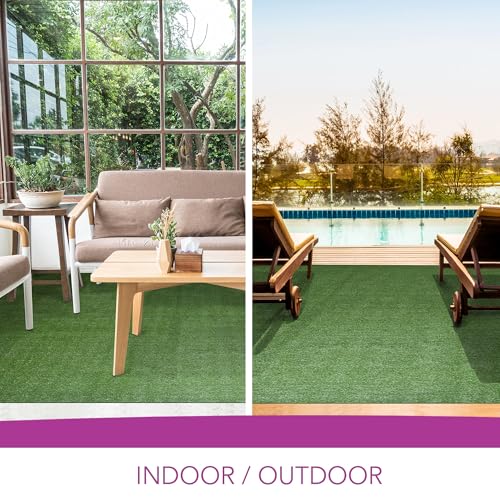 iCustomRug Synthetic Grass Rug – 4 x 14ft Lawn Green Turf Carpet for Patios, Yards, Boats, Camping – Indoor/Outdoor Use - color: Green, size: 4 x 14ft