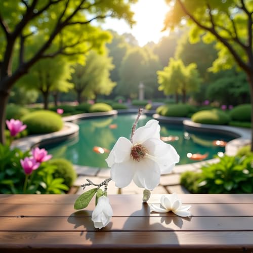 White Artificial Magnolia Fake Silk Flower Single Floral Home Decor Living Room Bedroom Garden Party Wedding Decoration in Pots Vase for Desk Table, Artificial Flowers, Home Décor, Decorations