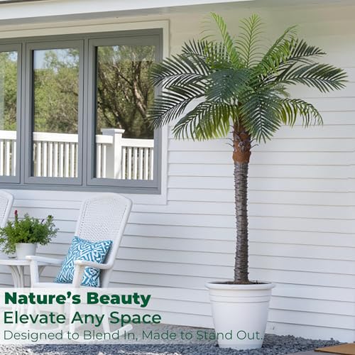 FloraFairy 6FT Artificial Coconut Palm, Faux Coconut Silk Palm Tree, Tropical Fake Trees for Indoor Outdoor, Large Sago Palm Plant for Home Office Garden Patio Poolside, 1 Pack - color: 6ft Coconut Palm - 1 Pack, size: 6ft
