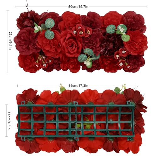 Artificial Flowers Arch - 6Pack Red Faux Floral Swags Rose Silk Peony Realistic Arch Plastic Arrangement for Christmas, Romantic Wedding Wall, Reception Ceremony Welcome Sign Decoration - color: Dark Red-6pcs