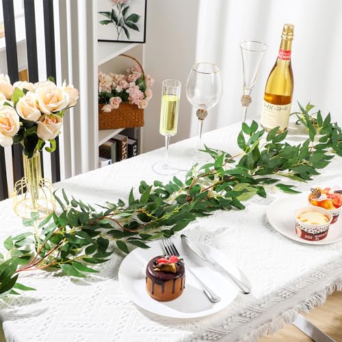 Yunlly 135ft Artificial Faux Greenery Garland Willow Leaves Vines Hanging Willow Vines Leaf Garland for Indoor/Outdoor Wedding Party Decor Wedding Table Centerpieces (Green,36 Pack)