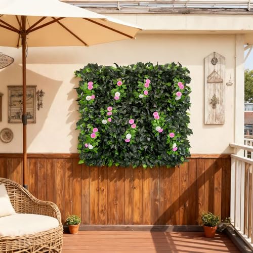 Artificial Expandable Ivy Privacy Fence Screen,Adjustable Size,Dense Leaf Panel,Perfect for Balcony,Garden,Fence Cover and Green Wall Decoration - color: BRANCH-MIXED FLOWER