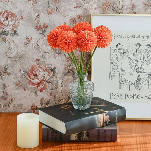 Mandy's 12pcs Artificial Coral Chrysanthemum | 11.8 inch Artificial Mums Flowers for Home Table Centerpiece Summer Decor Silk Flowers for Porch Patio and Wedding - color: Coral