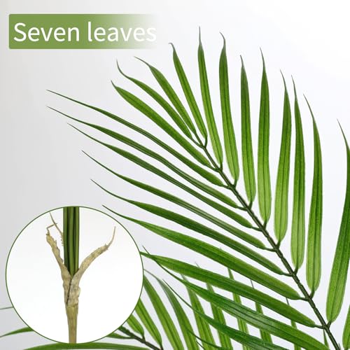 2PCS Artificial Palm Plant Leaves 27.5" Fake Tropical Areca Palm Bushes Tree Leaf Large Faux Greenery Stem Shrubs for Indoor Outdoor Home Garden Arrangement Jungle Safari Wedding Party Decor, 7 Leaves - color: Palm - 7 Leaves, size: Bushes