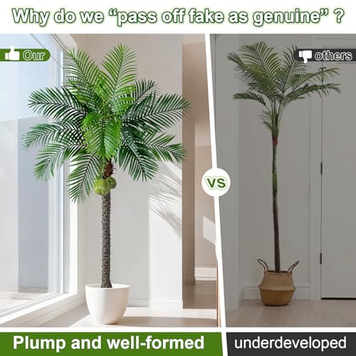 Big Faux Tropical Phoenix Trees Large Artificial Palm Tree Indoor Outdoor Realistic Floor Plants Tall Fake Plant for Modern Home Living Room Office Decor Porch Outside Patio arboles para decoracion - color: Single Pole Palm Tree, size: 7ft