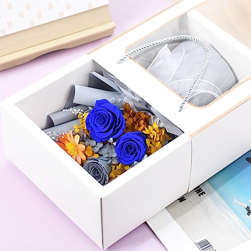 lovenfold Flowers for Delivery Prime,Preserved Flowers Bouquets,Blue Rose Bouquets That Last 1-3 Years,Birthday Flowers Gifts for Women Mom Grandma Wife Friends - color: BLUE