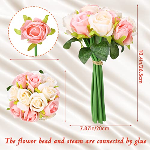 Hoteam 72 Heads Pink Artificial Rose Flowers 6 Bouquet Wedding Decoration Faux Flower Arrangement Bouquet with Stem Bridal Shower Gift Floral Centerpiece for Tables - color: Pink
