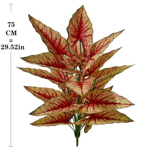 Aglaonema Plant with Variegated Green and Red Leaves, Fake Tree Leaf Simulation Flower Bonsai for Party Decoration Artificial Plants Floor Home Room Decor Ornament (Red No Flowerpot, 75cm) - color: Red No Flowerpot, size: 75cm