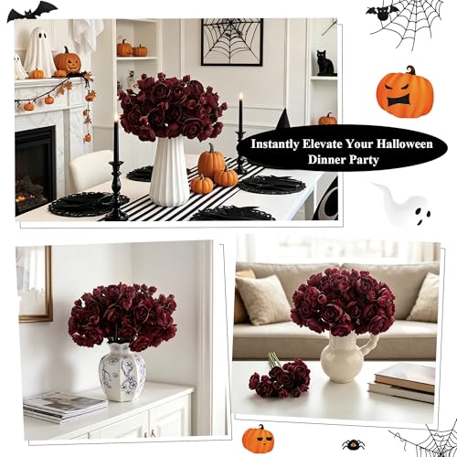 24 Stems Artificial Ranunculus Flowers, 96 Bloom Faux Silk Ranunculus Bouquet for Wedding Decorations, Home Décor, Holiday Arrangements & Large Event Centerpieces (Burgundy) - color: Burgundy