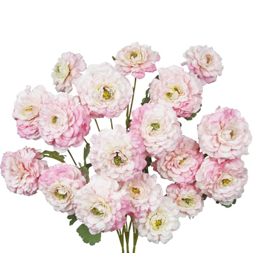 3 Pcs Artificial Flowers Spring Summer Silk Zinnia Flowers with Stems Zinnia Elegans Artificial Flowers for Outdoors Floral Arrangements Table Centerpieces Wedding Party Home Decor Gradient Pink - color: Gradient Pink