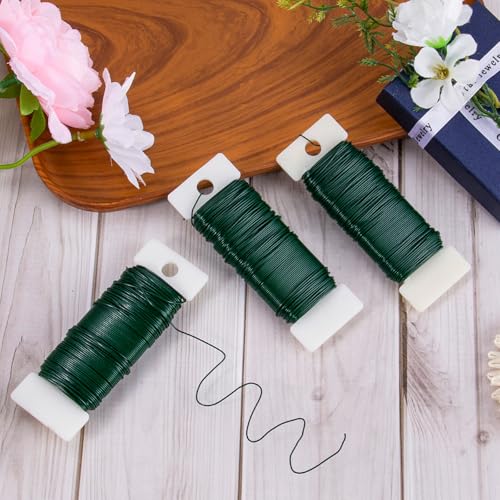 114 Yards 22 Gauge Metal Floral Flexible Paddle Wire for Christmas Wreath Tree, Floral Flower Arrangements(Green) - color: Green