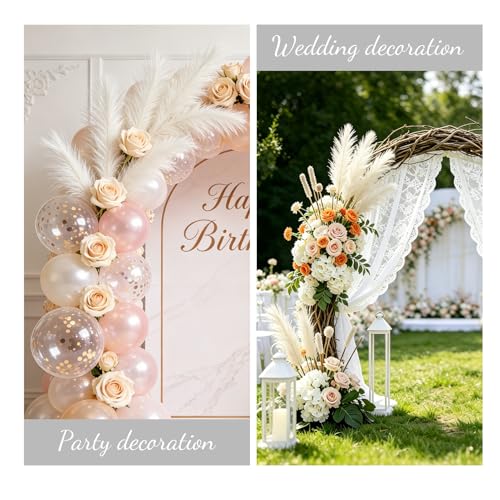 50pcs Ivory Pampas Grass 21.6 Inch Non-Shedding Faux Pampas for Vibrant Warm Home, Boho Weddings and Terracotta Tone Vase Arrangements - color: Ivory