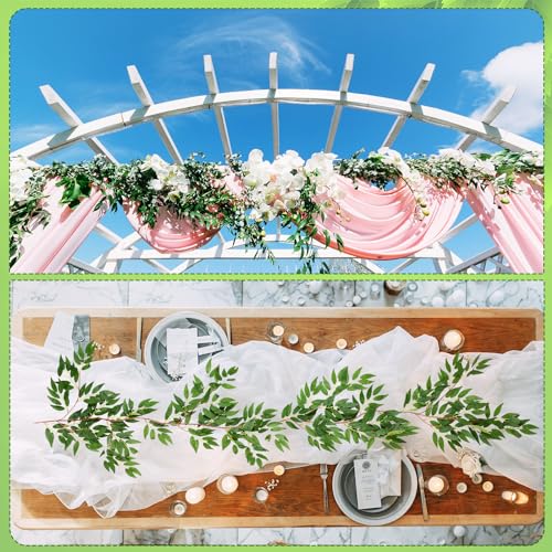 Yunlly 135ft Artificial Faux Greenery Garland Willow Leaves Vines Hanging Willow Vines Leaf Garland for Indoor/Outdoor Wedding Party Decor Wedding Table Centerpieces (Green,36 Pack)