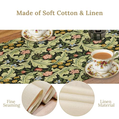 Vintage Flower Table Runner for Linen Table Decor, Retro Botanical Floral Printed for Dining Room, Kitchen, Farmhouse, Wedding Party, Holiday Decorate 13" x 36" - color: Floral_13, size: 13"W x 36"L (Pack of 1)