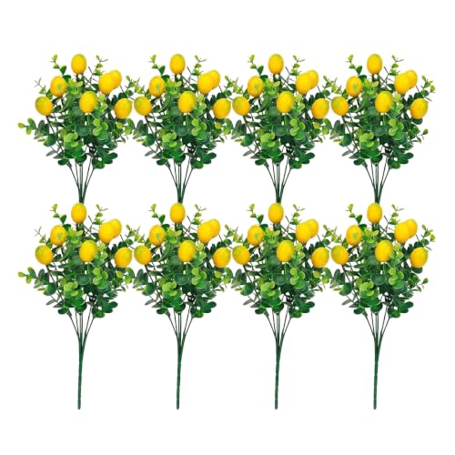 8 Pack Artificial Lemon Branches, Fake Lemon Stems with Greenery, Lemon Decor, Farmhouse Kitchen Party Table Centerpiece Decor, Spring Summer Artificial Greenery Stems - color: 8 Pack Lemon Branches
