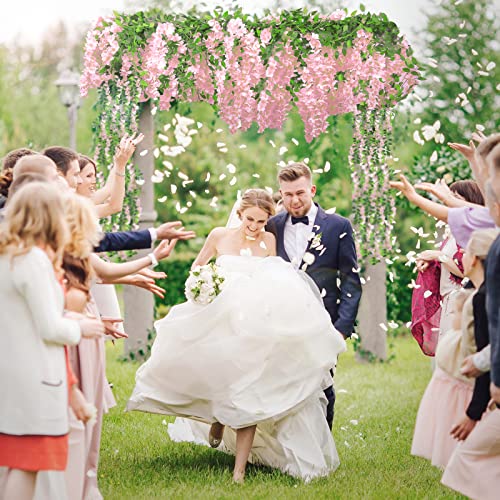 Findosom Wisteria Artificial Flowers Garland, 10Pcs Total 72FT Pink Wisteria Hanging Flowers, Flower Garland Decorations for Home Garden Outdoor Ceremony Wedding Arch Decoration - color: Pink, size: 10 PCS