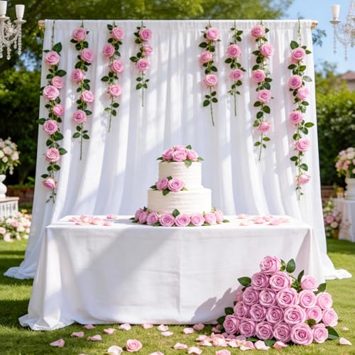 15PCS Artificial Flowers Fake Roses, Silk Artificial Pink Roses with Stems Realistic Bouquets for Wedding Centerpiece Valentines Day Decorations Home Decor Party Crafts DIY - color: Pink