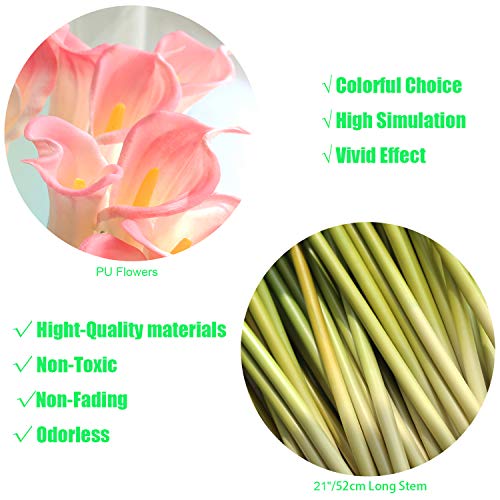10pcs Calla Lilies Artificial Flower,26'' Long Stem Artificial Calla Lily Flowers,Realistic Arum Lilies for Wedding Bridal Bouquet Home Decor Centerpiece,Pink - color: Pink