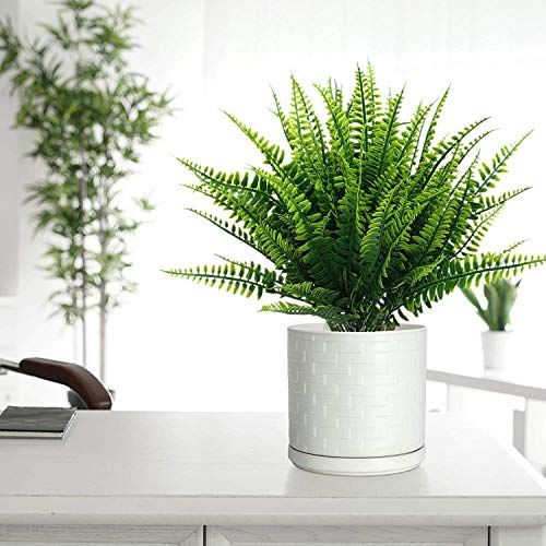 Artificial Plants Plastic Shrubs, Fake Greenery Grass Bushes Foliage Home Garden Office Kitchen Room House Outdoor Indoor UV Resistant Wedding DIY Decor Planter Filler Decoration - 8 Pack - color: Fern Grass- 8 Pack