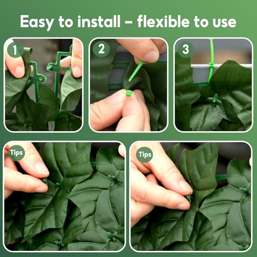 Artificial Ivy Privacy Fence Screen, 160x40 inch Artificial Hedge Grass Wall，Faux Ivy Fence Privacy Screen, Decoration for Patio, Balcony, Garden, Backyard Indoor Outdoor Decor - color: Green Sweet Potato Leaves, size: 160x40 inch