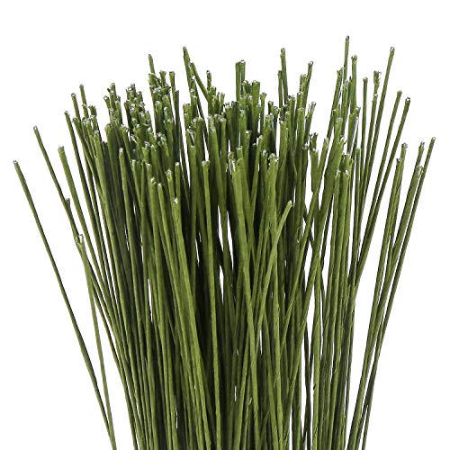CCINEE 26 Gauge Dark Green Floral Wire Stem for Flower Arrangement Craft Supply,16 Inch,200PCS - color: #26 Dark Green