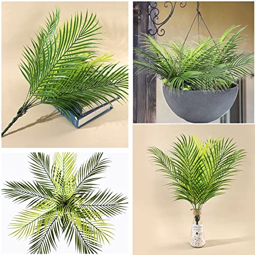 PASYOU Artificial Plants, Fake Palm Tree Tropical Shrubs 2 Pack, Plastic Greenery Faux Big Leaves Home Indoor Outdoor Decor House Garden Bedroom Planter Filler Wedding Party Decorations UV Resistant - color: Tropical Palm Tree - 2 Pcs