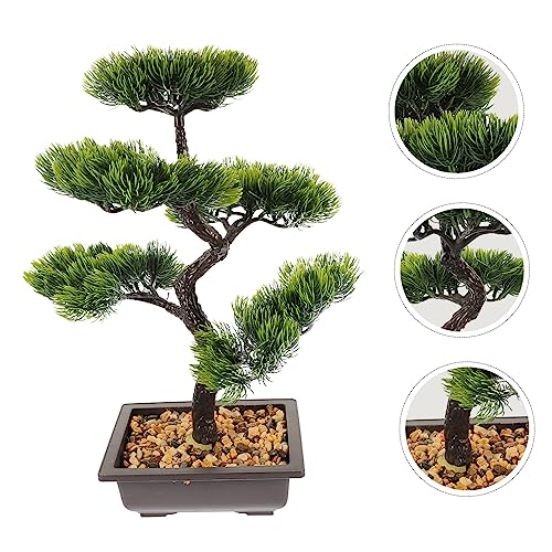 Space Saving Faux Bonsai Pine Tree Decorative Plant Ornament, 418g - color: As Shown 1