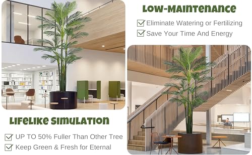 Roselywed Artificial Areca Palm Tree 9FT with 35 Leaves Deluxe Realistic Tall Large Fake Faux Tropical Silk Plant 108 Inch Black Pot for Indoor Home Office Porch Mall School Decoration - size: 9ft