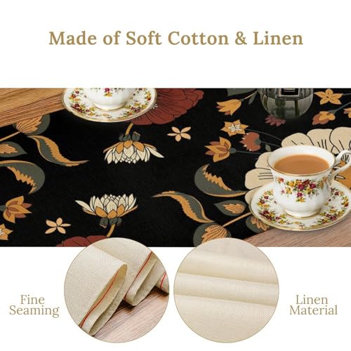 Vintage Boho Florals Table Runner Rustic Botanical Bohemian Abstract Flowers Mid Century Tropical Leaves Dinner Runner for Farmhouse Country Kitchen Party Holiday 36X13inch - color: Bohoflower-13, size: L36"x W13"
