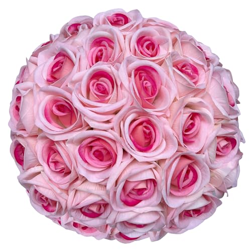 FagusHome 30 Pcs Silk Rose Artificial Flowers Roses Bulk Bouquet Fake Flowers Rose Heads with Stems for Home Wedding Decor (Pink) - color: Pink