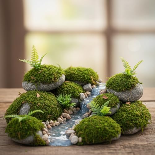 Solsew 6 Pcs Artificial Fake Green Moss for Potted Plant Indoor Waterproof Decorative Faux Moss Decor for DIY Crafts Garden Wedding Party Decoration(Stylish) - style: Stylish