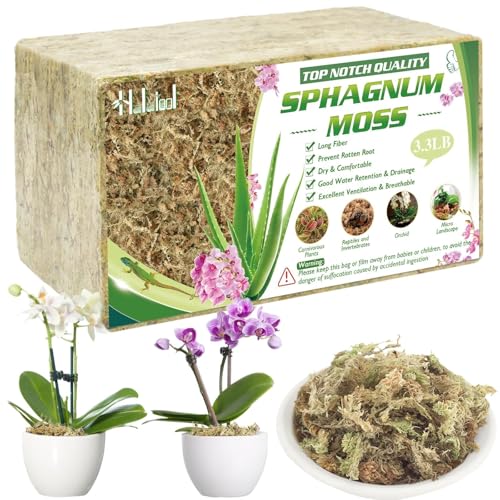 Halatool 3.3LBS Natural Sphagnum Moss for Plants 60 QT Premium Peat Moss Dried Long Fiber Orchid Moss for Orchid Repotting Carnivorous Succulents Garden Flowers Crafts Terrarium and Reptiles - size: 60 qt (3.3 lbs)