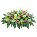 LVXINLI Artificial Cemetery Flowers Saddle-Shaped Tombstone Decorations Non-Fading UV-Resistant（Pink+White Saddle ） - color: Pink+white Saddle