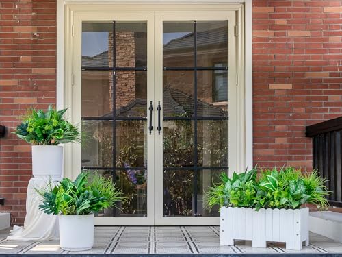 Green Moon 18PCS Artificial Plants Outdoor, Faux Greenery Stems for Outside | UV Resistant Faux Outdoor plants, Fake Shrubs Plants for Patio Garden, Front Porch, Window Box, Spring Summer Home Decor - color: Tropical