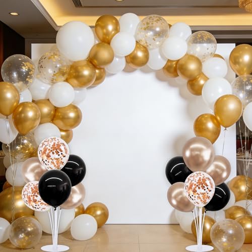 TONIFUL 4 Set Black Champagne Gold Balloon Centerpieces for Table,Balloon Stand Kit for Women Bachelorette Party Party Decor,Birthday Decorations,Bridal Shower,Graduation Decorations 2026,Retirement - color: Black Champagne Confetti