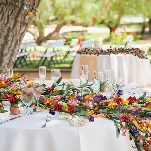 6ft Spring Summer Flower Garland, Artificial Floral Vine for Wall Backdrop Mantle Fireplace Stair Table Wedding Arch, All Season Home Door Porch Decor (Yellow+Pink) - color: Yellow+pink