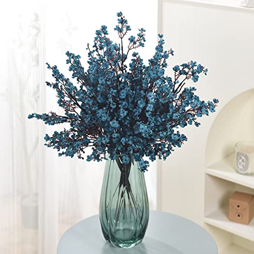 15PCS Artificial Baby Breath Flowers Fake Silk Real Touch DIY Floral Bouquets Decor Wedding Party Decoration Arrangements-Teal Blue - color: 15pcs-teal Blue