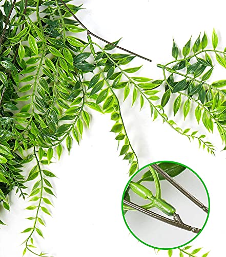 Fake Weeping Willow, Artificial Hanging Plants Plastic Greenery Leaves Plant Faux Vine Hanging Vines Ivy Garland for Home Indoor Outdoor Face Wall Decoration Garden Basket Wedding Party Decor - 4 Pcs - color: Hanging Willow Vine 4pcs