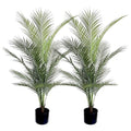 Artificial Palm Tree 4FT Fake Palm Tree with 15 Trunks Perfect Faux Dypsis Lutescens Plants in Pot for Indoor Outdoor House Home Office Garden Modern Decor Housewarming Gift (2Pack) - size: 4FT