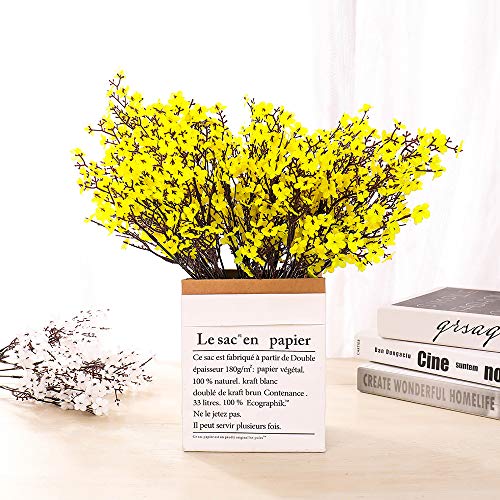 6PCS Artificial Baby Breath Flowers Fake Silk Real Touch DIY Floral Bouquets Decor Wedding Party Decoration Arrangements(Yellow) - color: Yellow