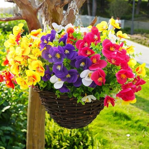 trytuny 20 Pcs Artificial Flowers for Outdoor, UV Resistant Realistic Pansies Fake Flowers for Indoor and Outdoor Garden, Porch, Patio, Window Box Decor All Year Round - size: 20pcs-Mixed color