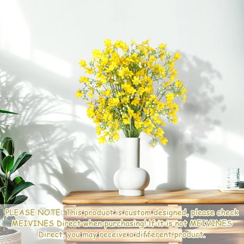 Artificial Flowers 8PCS Silk Flowers with Long Stems, Fake Flowers Bulk Fake Babys Breath, Yellow Flowers for Tall Vase Outdoor Garden Wedding Party Home Table Centerpiece - color: Yellow