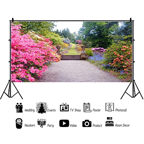 AOFOTO 20x10ft Beautiful Spring Flowers Photography Studio Backdrop Garden Landscape Background Wedding Lovers Girl Kid Woman Adult Lady Artistic Portrait Photoshoot Props Video Drape Wallpaper - size: 20x10ft