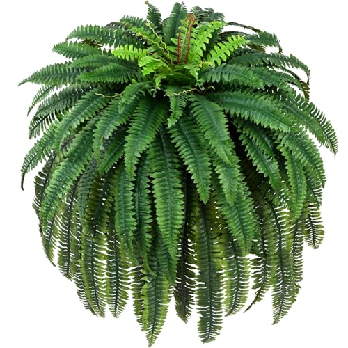 Waipfaru 60'' Large Fake Ferns, UV Resistant Artificial Outdoor Plants, Faux Greenery Plants, Realistic Boston Ferns with 96 Fronds for Front Porch Home Garden Patio Forest Decor