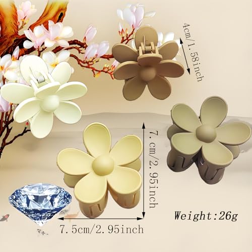 Flower Hair Clips, 8PCS Large Claw Clips for Women Thick Thin Hair, Big Cute Matte Hawaiian Flower Hair Claw Clips for Women Girls Styling Gifts 8 Neutral Colors - color: Color C:Neutral Color