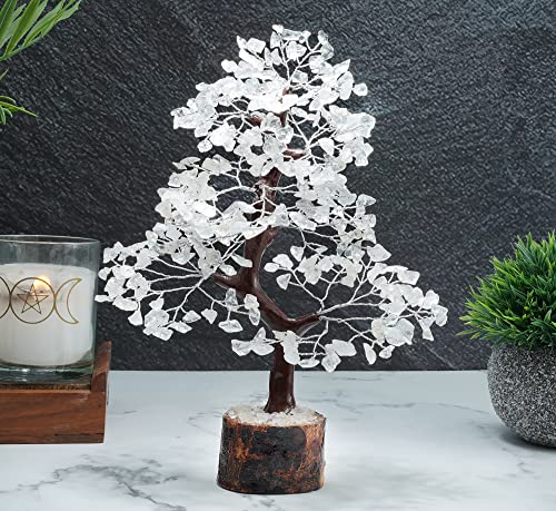 Crocon® Clear Quartz Crystal Tree Birthday Gifts for Women, Men, Friends Healing Crystals Tree of Life Sister Gift for Her, Home Decor, Gift for Mom, House Warming Gift New Home Unique Gifts Idea - color: Clear Quartz (Silver Wire)
