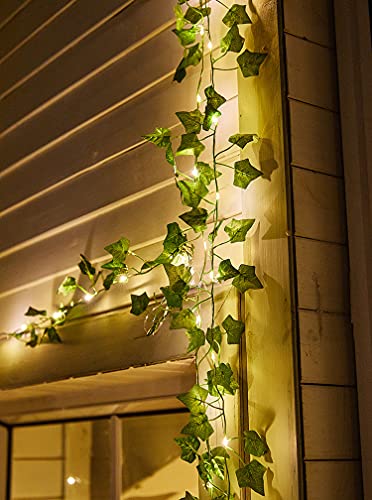 Contatto 41 Feet Solar String Lights with Waterproof LED Outdoor Decor, Artificial Ivy Vines, Patio, Balcony, Garden, Party - size: 41FT Solar Powered
