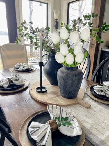 6PCS 23" Fake Tulip Flowers Artificial White Tulips Long Stem Faux Flower, Silk Flower Décor for Floral Arrangement Home Farmhouse Wedding Decoration - color: White