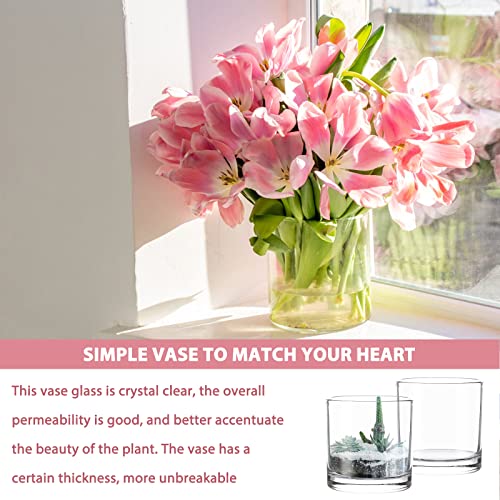 4 x 4 Inch Cylinder Vase,Set of 6 Small Glass Vases for Table Centerpieces,Clear Flower Vases,Decorative Glass Vase for Home Decor,Candle Holder,Wedding Favors(4" W X 4" H) - size: 6pack-4"w x 4"h