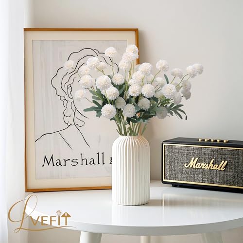 LVEFIT 10 Pcs Beige Kiku Flower Fake Mums Long Stem Flowers,Faux Kiku Flower Bulk,Silk Flowers Mini Chrysanthemum Floral Arrangements,Artificial Flowers Chrysanth Mini Fake Flower - color: Beige